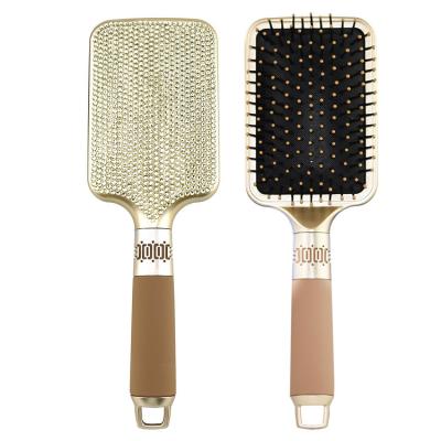 China Waterproof Black Paddle Cushion Hairbrush Massage Professional Plastic Hair Brush for sale