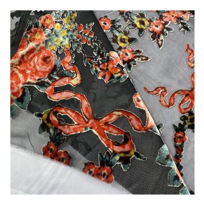 China Garment Organic Silk Velvet Printing Little Pepper Printed Rayon Silk Velvet Fabric for sale