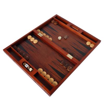 China Newest High Quality Pine Leather Backgammon Travel Wooden Board Games Set Backgammon Wooden Board Games For Kids for sale