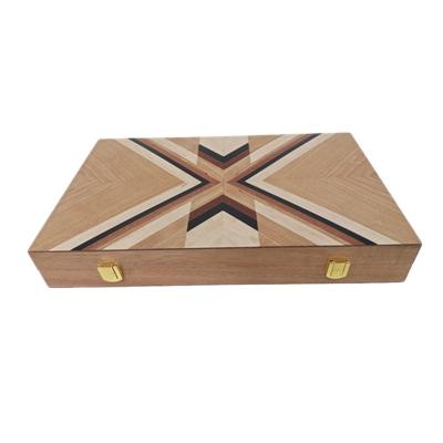 China Storage Classic Luxury Handmade Wooden Backgammon Set Portable Folding Folding Board Set High Quality Custom for sale