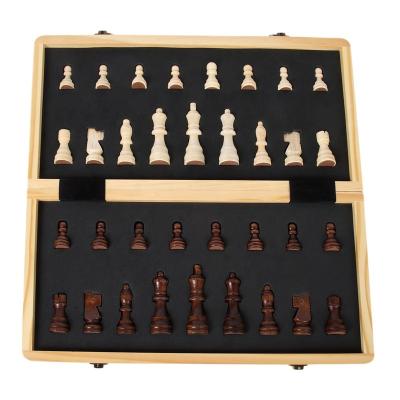 China Wooden Panel Foldable Set Chess Board Handmade Board Game With High Quality Internal Storage For 15 Inch Magnetic Chess for sale