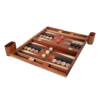 China Custom Handmade Chessboard Travel Chess Board Foldable Classic Wooden Classic Portable Game Controllers High End Backgammon With Dice for sale