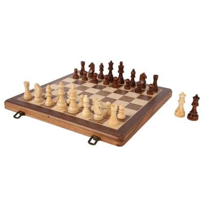 China Wooden Chess Manual Travel Chess Game Folding Board Game Internal Magnetic Wooden Collapsible Storage Portable for sale