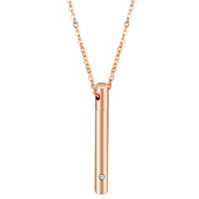 China TRENDY Drop Shipping Rose Gold Plated Stainless Steel Crystal Ashes Cremation Urn Pendant Necklace for sale