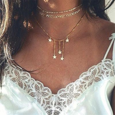 China High Quality Drop Shipping Gold Plated Stainless Steel Star Tassels Necklace for sale