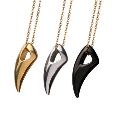 China Hot Selling Hiphop Gold Plated Stainless Steel Wolf Tooth Necklace For Men for sale