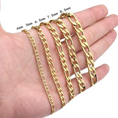 China Wholesale Hiphop Fashion Gold Plated Stainless Steel Figaro Chain Necklace For Men for sale