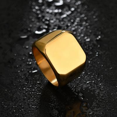 China CLASSIC Hot Sale Gold Plated Custom Engravable Stainless Steel Ring For Man for sale