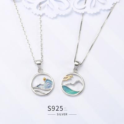 China 925 Jewelry Setscenery Romantic Images Couples Pendants Silver Necklaces for sale