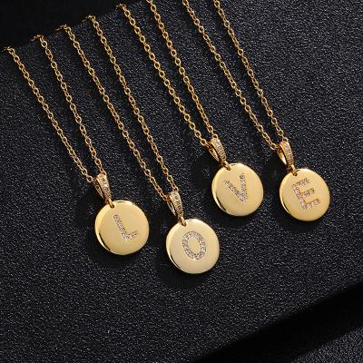 China Fashionable/Classic Wholesale Stainless Steel Gold Plated Personalized 26 Letter Necklace Initial CZ Necklace for sale