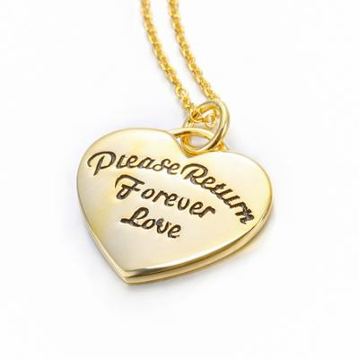 China Wholesale TRENDY Love Gift Gold Plated Forever Letter 925 Sterling Silver Heart Pendant Necklace For Women for sale