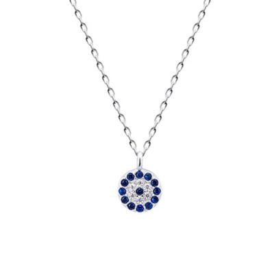 China FASHIONABLE wholesale delicacy 925 sterling silver round diamond evil eye blue turkey pendant necklace for women for sale