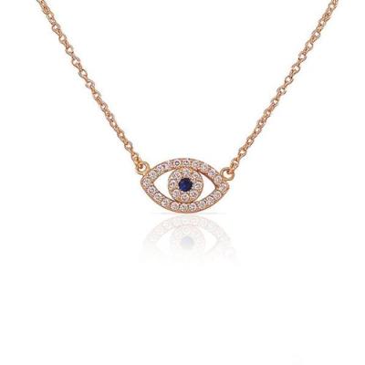 China Rose Gold Plated 925 Sterling Silver Evil Eye White CZ Silver Blue Pendant Necklace for sale