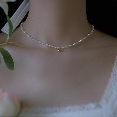 China TRENDY Wholesale 18K Gold Plated Natural Freshwater Pearl 925 Sterling Silver Necklace For Women for sale