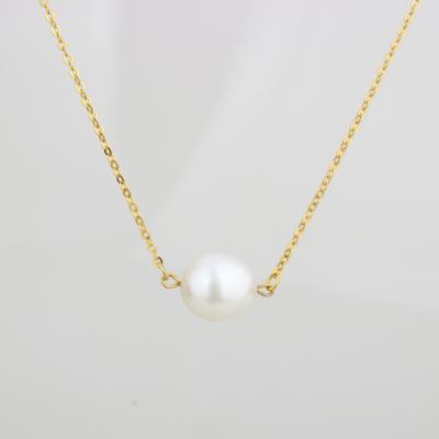 China Wholesale CLASSIC Simple Design Pearl Necklace Gold Plated Freshwater Pearl Necklace for sale