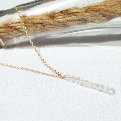 China Trendy Gold Necklace Vertical Bar Necklace Gemstone Plated Crystal Pendant Necklace Gemstone Lucky Stone Pendant Necklace for sale