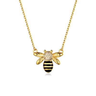 China Cute Wholesale Gold Plated 925 Sterling Silver Animal Bumble Bee Necklace for sale