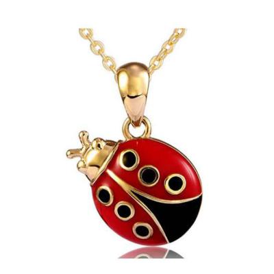 China Cute 925 Silver Ladybug Pendant Necklace Enameled Animal Necklace for sale