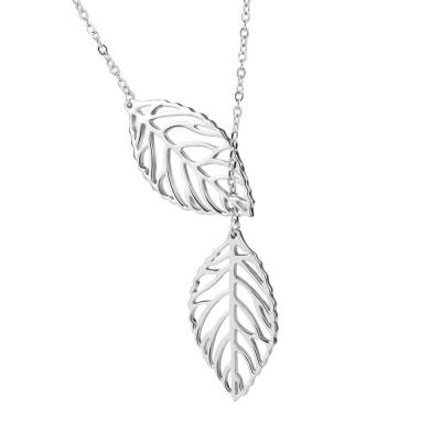 China Birch Leaves Silver Filigree Necklace 925 Sterling Silver Leaf Necklace for Girls for sale