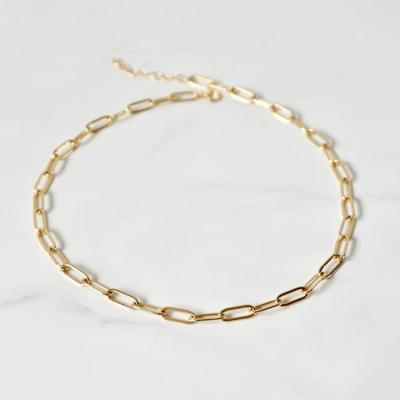 China FASHIONABLE High Quality Gold Plated Paper Clip 925 Sterling Silver Chain Choker Necklace For Women for sale