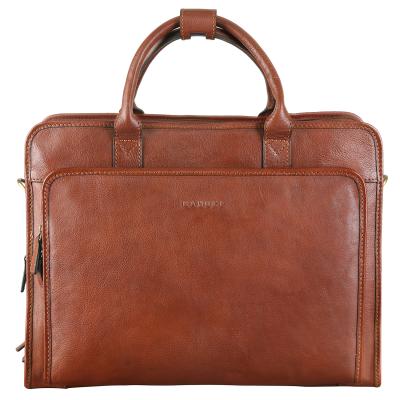 China Tan Industrial Classic And Vintage Computer Bag A4 Leather Briefcase For Men for sale