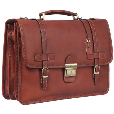 China Eminent Italian Vegetable Tanned Leather Material Vintage Banuce Classic Shoulder Handbag Office Business Business Briefcase For Men for sale