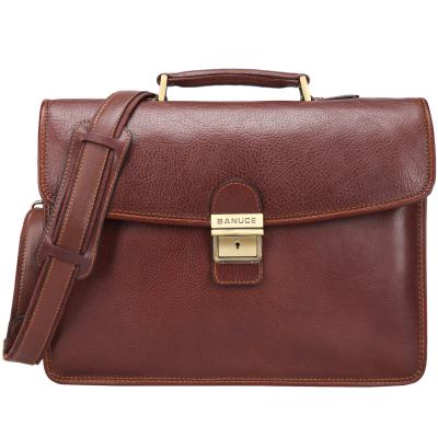 China Italian vintage office classic and vegetable tanned leather slim luxury customizable men's briefcase for sale