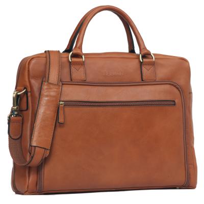 China Classic And Brown Vintage Design Vintage Banuce 14 Inch Genuine Leather Laptop Briefcase Men New Business for sale