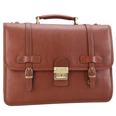 China 14 Inch Classic Vintage Banuce Brown Leather Laptop Bag Men's Italian Leather Briefcase for sale