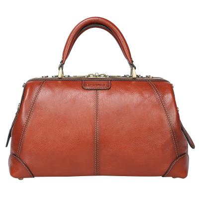 China Classic and Vintage Banuce Retro 9.7 Inch Italian Vegetable Tanned Leather Women's Handbag for sale