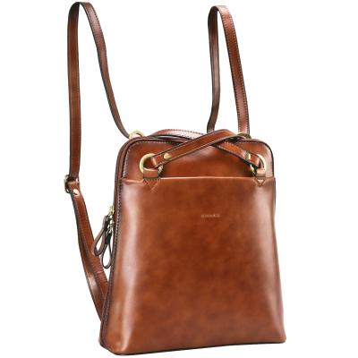 China Fashion Imported Light Brown Leather Material Cowhide Travel Bag Vintage Leather Backpack For Woman for sale