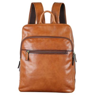 China Vintage Famous Brands Backpacks Famous Brands Unisex Italian Vegetable Tanned Leather Backpack for sale