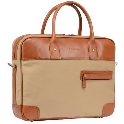 China Classic and Vintage Canvas Design Material Splicing E-File Packaging Men's Briefcase for sale