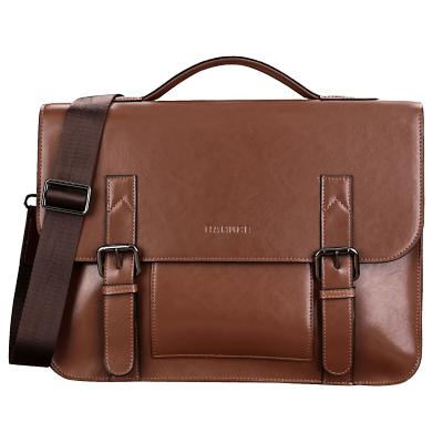 China Light Brown Classic Leather And Vintage Cowhide Mens Briefcase Multi-pocket Design Office Work Bag for sale