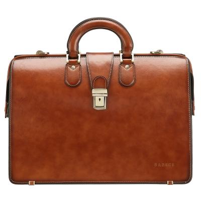 China Classic and Vintage Banuce Brown 15.6 Inch Genuine Leather Laptop Bag Business Work Vintage Briefcase For Men for sale