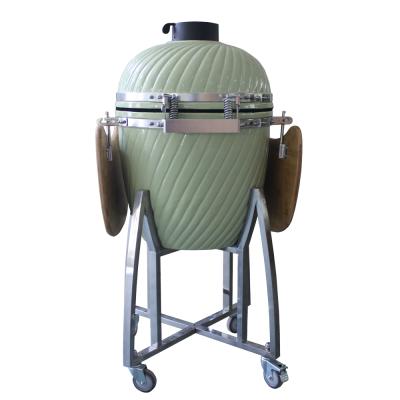 China Adjustable Height Garden Product 20 Inch Kamado Apple Green Ceramic Barbecue Grills for sale