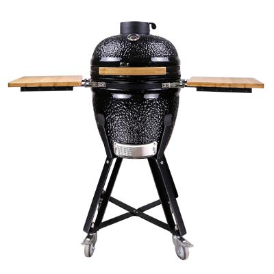 China 2020 New Design Auplex Black Egg Smoker Ceramic Charcoal Kamado Grill Size Adjustable for sale