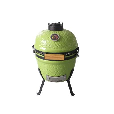 China Height Adjustable Egg Shaped 13 Inch Mini Charcoal Ceramic Kamado Grill for sale