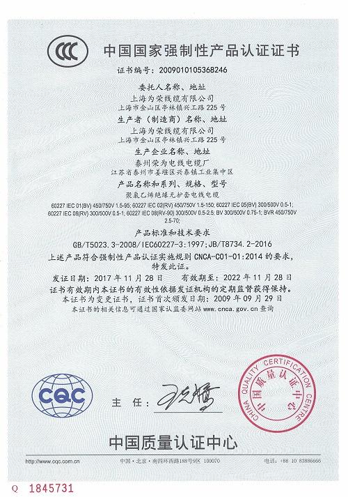 CCC - Shanghai Weirong Cable Co., Ltd.