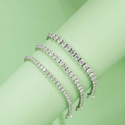 China Hip Hop Jewelry 3mm 4mm 5mm Tennis Chain Bracelet Sterling Silver Tennis Bracelet VVS Moissanite for sale