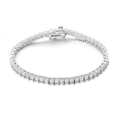 China Chain Bracelet Jewelry 2mm-5mm Sterling Silver Tennis Bracelet Round Trendy Shiny Tennis Hiphop Fine Cut VVS Moissanite for sale