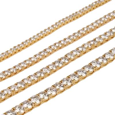 China Hot Selling Hiphop Jewelry Iced Out Round Cut Moissanite Tennis Chain Custom 5mm Sterling Silver 925 Tennis Necklace for sale