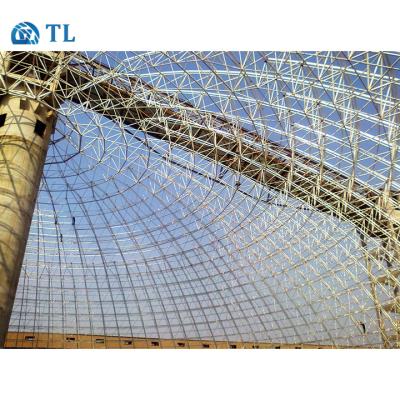 China Prefab Metal Roof Space Frame Structure Structural Covering Steel Slag Storage For Sale for sale