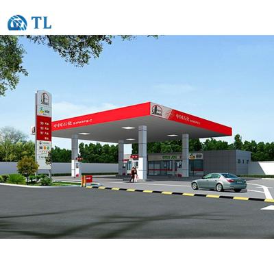 China Prefab Steel Structure Gas Filling Station Structural Roof Covering Lightweight Roof With Metal Roofing for sale