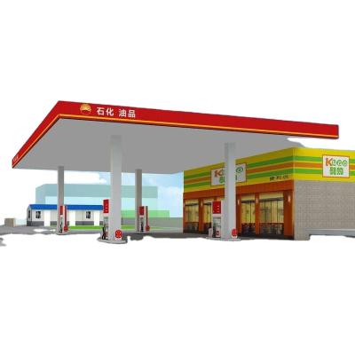 China Steel Canopy AISC Eurocode Design Low Price Prefab Fuel Station Canopy for sale