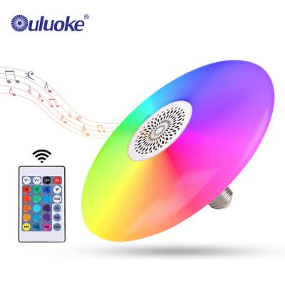 China Residential Night Light Ceiling UFO 48W RGB Smart Remote Control Musical Speaker Led Music Bulb Lamp for sale