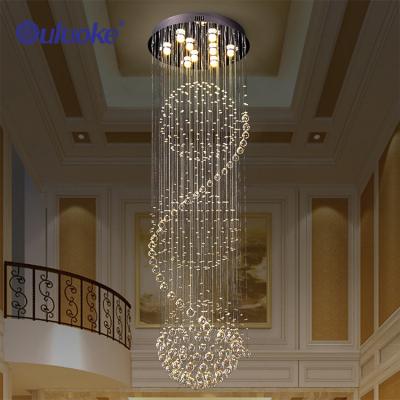 China Nordic Modern Hotel Large High Ceiling Lobby Hanging Crystal Grand Staircase Led Crystal Chandelier Luxury for sale