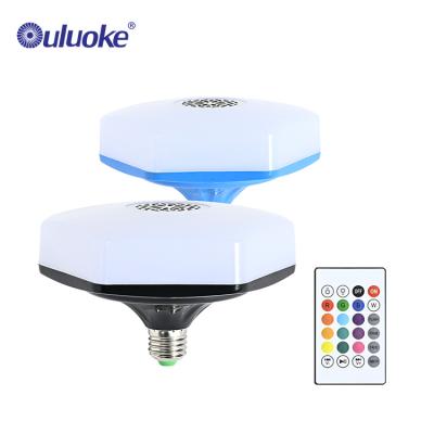 China Residential Hexagonal Remote Control Speaker Smart Black Blue ABS 18w RGB Blue Tooth Led Bulb Music Lamp for sale