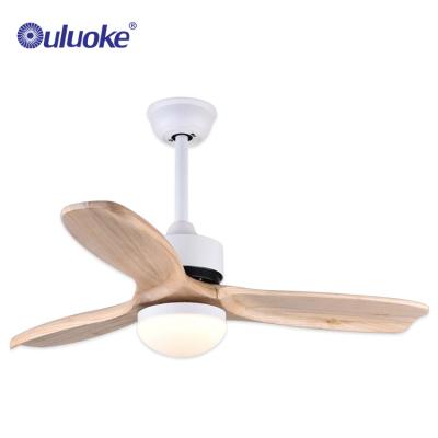 China Remote Control 3 220v Indoor Solid Wood Iron Blades Ceiling Fan With Led Lights for sale