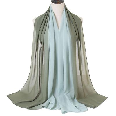 China European American Simple Fairy Gradual Chiffon Wrap Chiffon Hijab Chiffon Scarf Pakistani Simple Mosaic Color Sunshade Scarf Pearl Color Long for sale